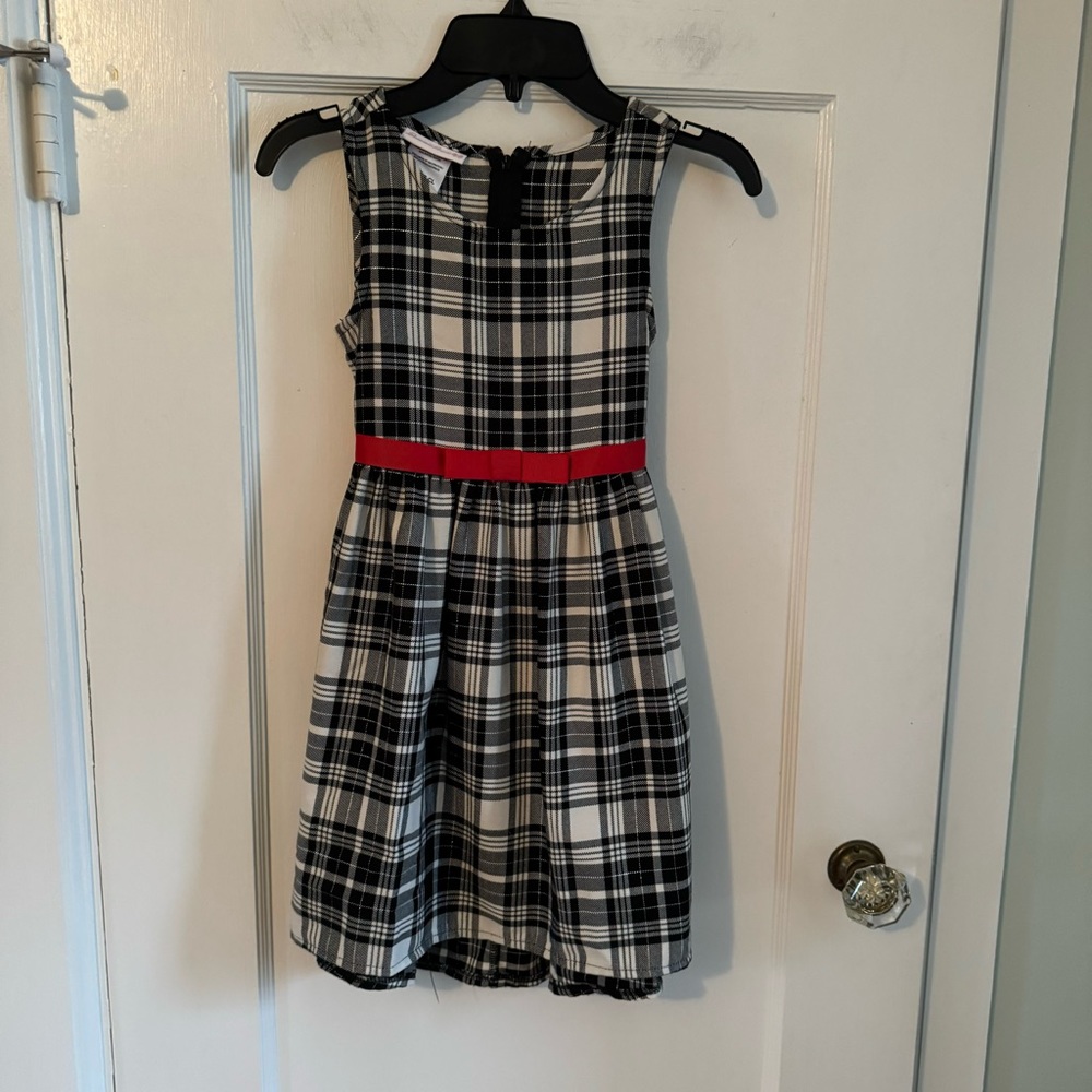 Bonnie Jean Black & White  Plaid Girls Dress - Size 6x